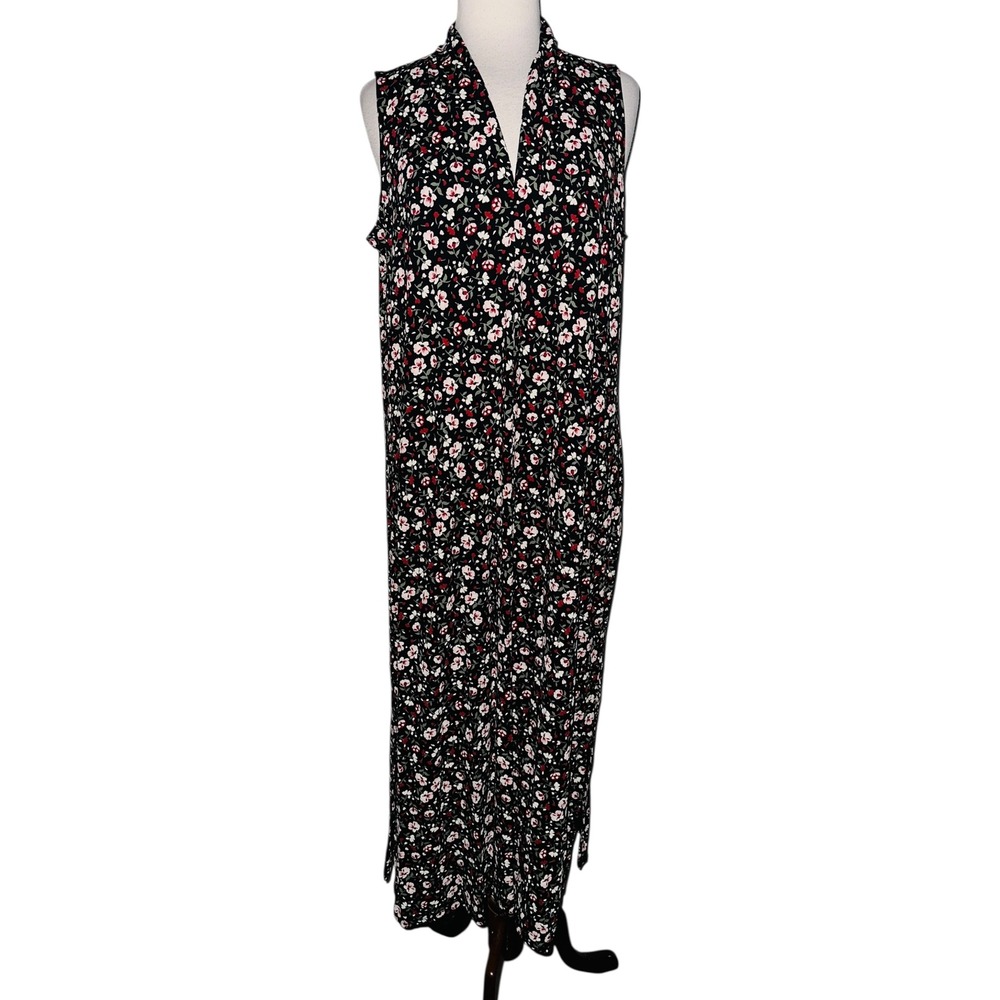 WB5 J Jill Wearever Collection Floral Print Sleeveless Maxi Dress Large